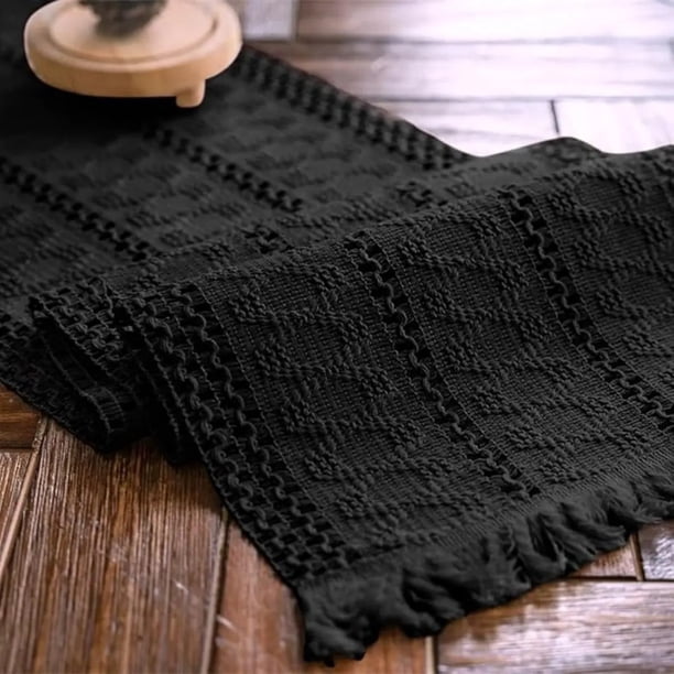 Camino De Mesa Decoración Yute Manteles De Centro 180 X 30 Negro