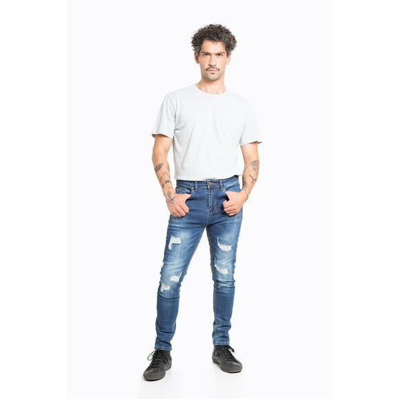 Jeans Hombre Skinny Azul Focalizado Destroyer 46
