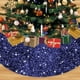 thumbnail image 1 of Falda para árbol de Navidad FANPROMS, de terciopelo con lentejuelas, color azul marino, 120 cm, 1 of 2