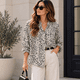 thumbnail image 1 of Camisa Gasa Mujer Animal Print Manga Larga blanco Talla Única, 1 of 2