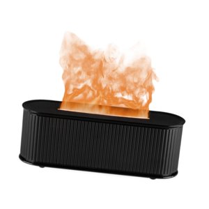 Magideal - Difusor De Aceites Esenciales Usb Con Llama Colorida, 300 Ml, Elegante Y Multifuncional, 24 X 8 X 8 Cm, Protección Contra Escasez De Agua, Temporizado Negro