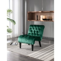 M&Ms - Coolmore Modern Velvet Armless Accent Living Room Chair / Leisure Chair,Upholstered Fabric Button Comfortable Chair With Wooden Legs For Bedroom, Living Room, Office (Green Velvet)