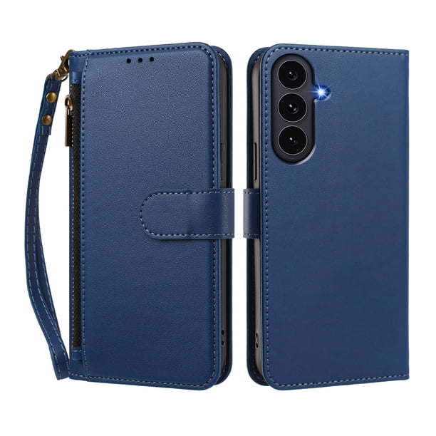 Funda Tipo Billetera para samsung galaxy S26 FE con Soporte y Bolsillo con Cierre Azul profundo