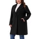 thumbnail image 4 of Abrigos de invierno para mujer de talla grande de Agnes Orinda, abrigos de guisante midi con solapa de un solo pecho y cinturón, con bolsillo, 1X negro, 4 of 6