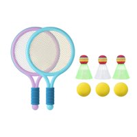 Magideal - Raquetas De Tenis Para Niños Pelotas De Raqueta Agarre Cómodo Volantes De Bádminton Juegos De Bádminton Portátiles Pajaritos Para Jugadores De Patio T Violeta Azul