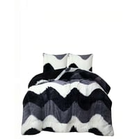 Genérico - Cobertor De Peludos Chiporro Con Diseño 2 Plaza Color Negro Con Gris