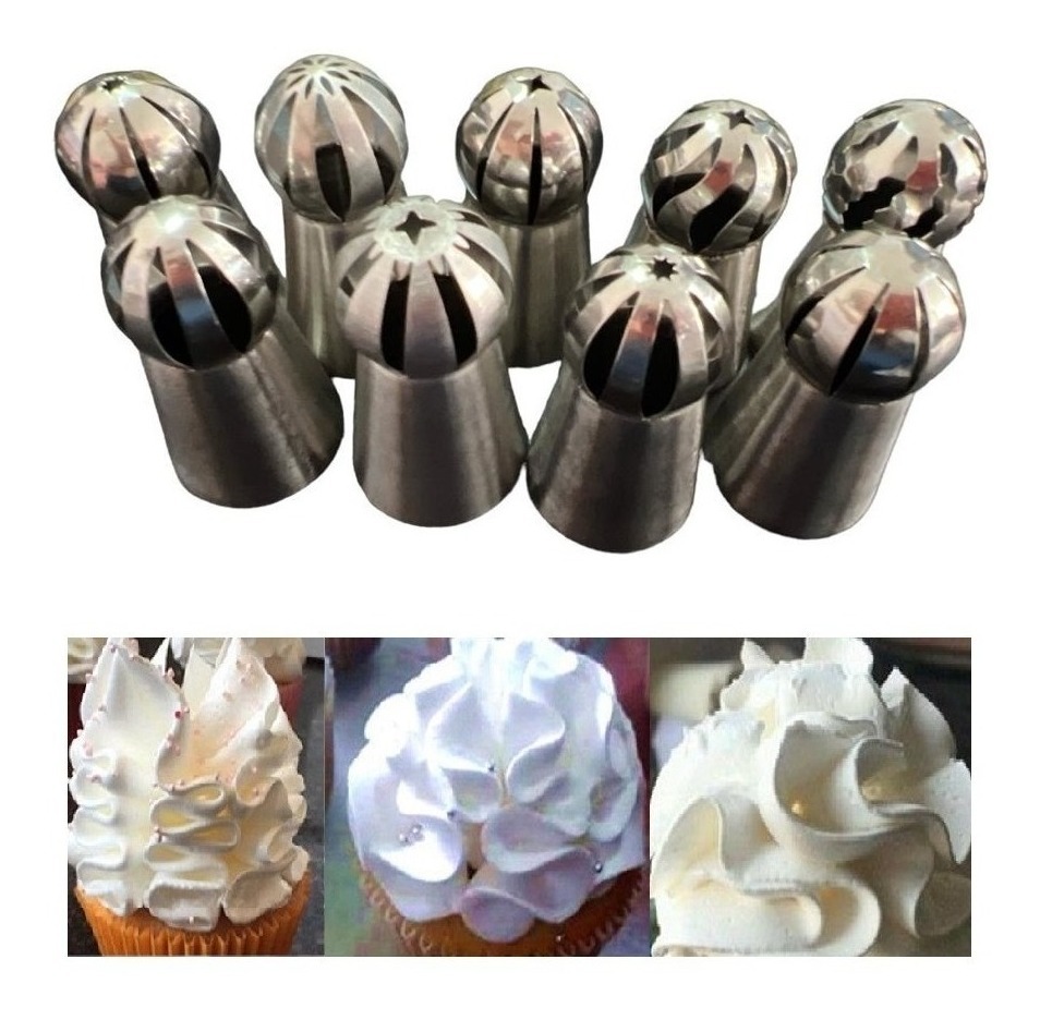 Genérico - Set 9 Boquillas Rusas Esfera Boquillas Pastelera Rusa Esfera