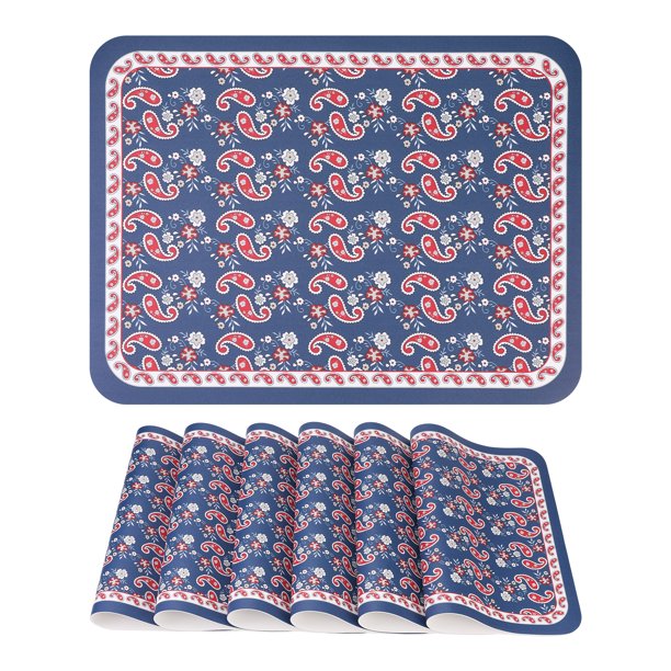 REGALWOVEN Juego de 6 Manteles de Cuero para Decoración y Protección de Mesa de Comedor de Cocina Coloridos 15.7*11.8 pulgadas