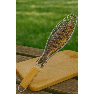 Cosas Casa - Rejilla Para Asar Vegetales Y Pescado Xl Madera Cafe
