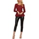 thumbnail image 2 of INSPIRE CHIC Blusas de Mujer con Estampado Cuello Redondo Mangas Largas Peplum M Rojo-Leopardo, 2 of 8