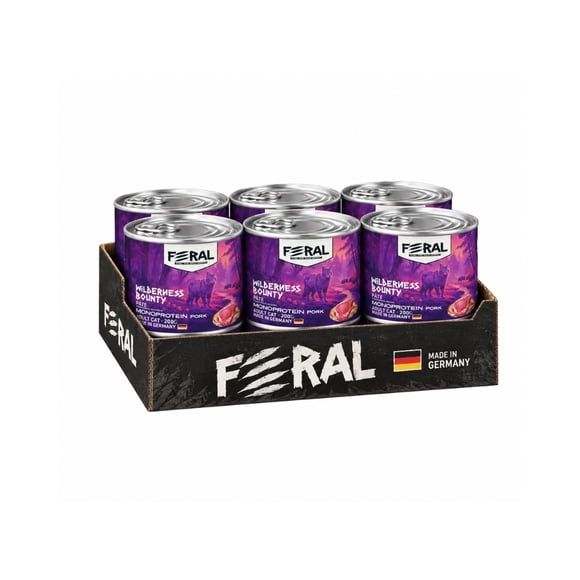 Lata Feral Gatos Adultos Monoproteína Cerdo 200 Grs. X 6 Un.