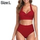 thumbnail image 2 of Traje de baño de dos piezas de color sólido para mujer, bikini sexy con cordones y cintura alta, traje de baño de primavera y verano, 2 of 5