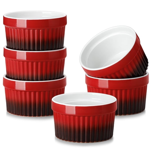 Cazuelitas MALACASA 236 ml Rojas Pack de 6 aptas para horno