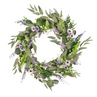Magideal - Corona De Lavanda Grande De 20 Pulgadas, Guirnalda De Flores De Margaritas, Guirnalda De Granja, Puerta Delantera, Colgante De Pared Para Boda, Corona
