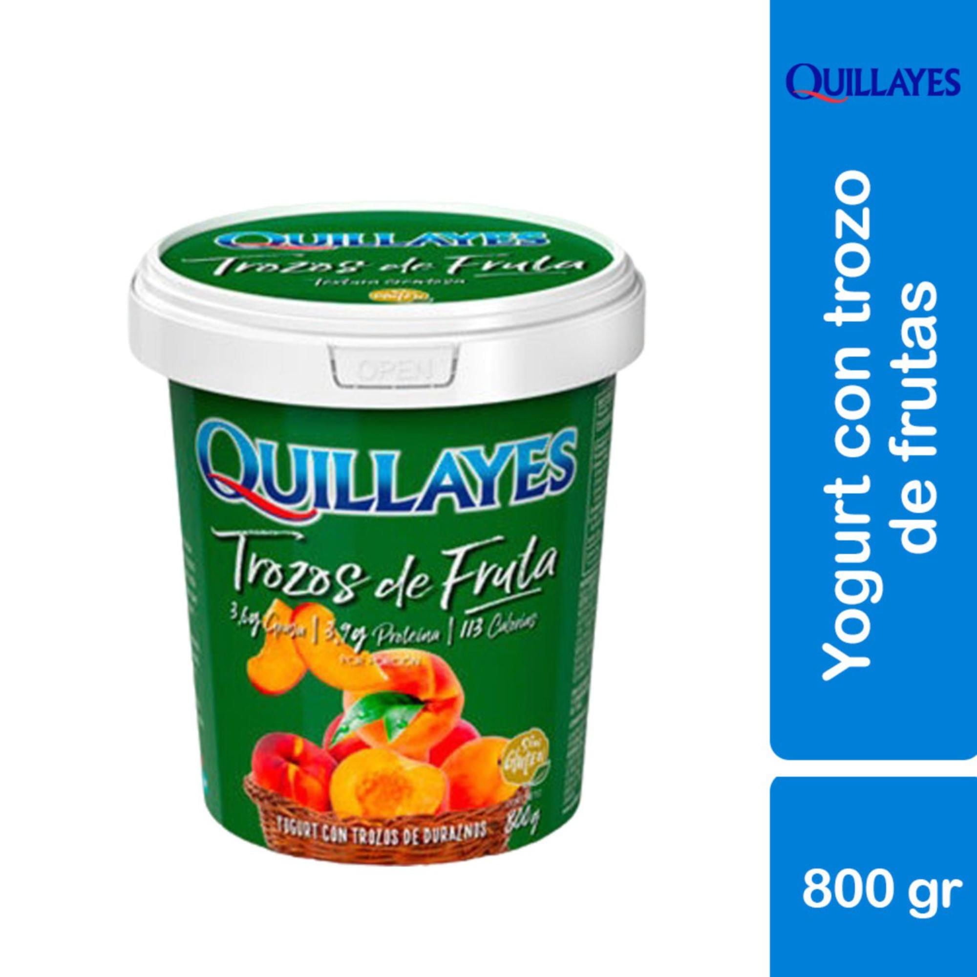 Yoghurt Batido Con Trozos De Fruta Durazno Pote 800 g Quillayes
