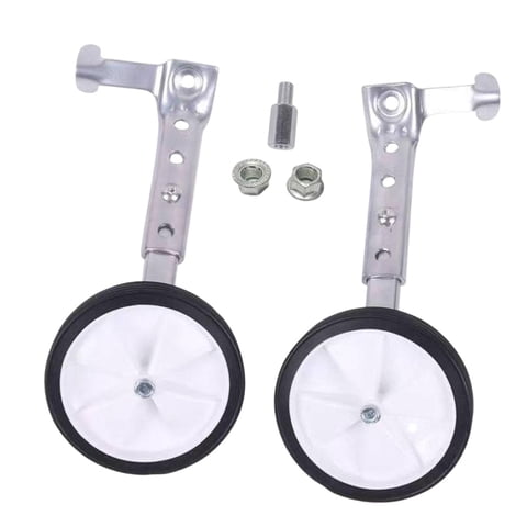 Ioensy - 1 Par De Ruedas De Entrenamiento Para Bicicleta Infantil, Estabilizadores Ajustables Para Ciclismo, Color Plateado