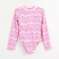 Traje De Baño Entero Niña Rosado Rayas Estampado Barbie