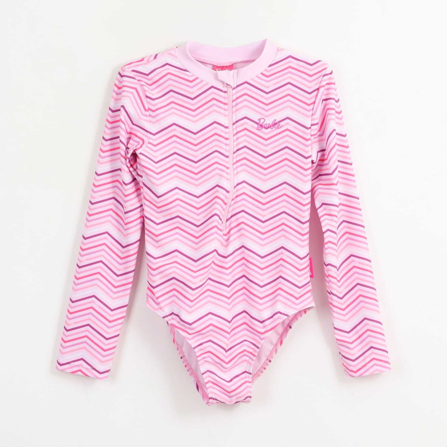 Traje De Baño Entero Niña Rosado Rayas Estampado Barbie