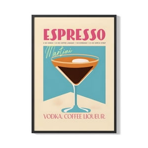 Creango - Cuadro Poster Enmarcado Martini Expreso Coctel Decorativo
