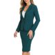 thumbnail image 4 of Conjuntos de Traje para Mujer INSPIRE CHIC Blazer de Manga Larga y Falda Lápiz 2 Piezas Verde Azulado L, 4 of 6