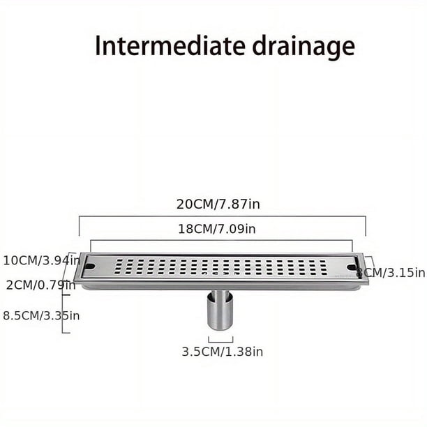 1 Set, 11.8" Linear Shower Drain With Removable Grate, Professional Brushed 304 Stainless Steel Rectangle Shower Floor Drain,Floor Shower Drain With Hair Strainer
