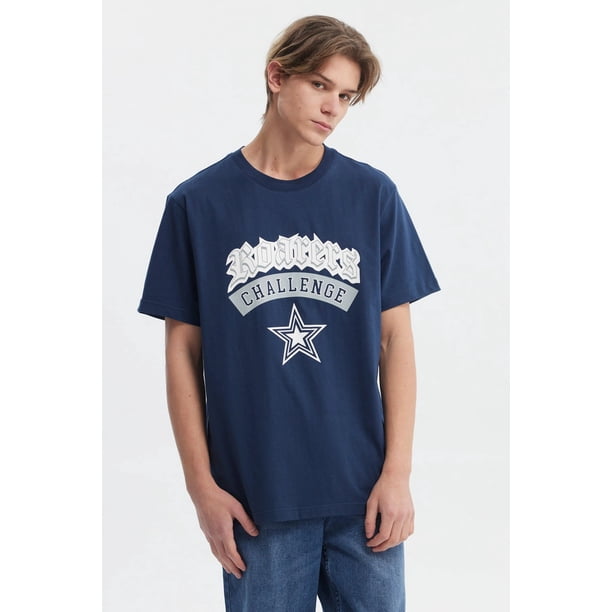 Polera Hombre Regular Fit Print College Azul