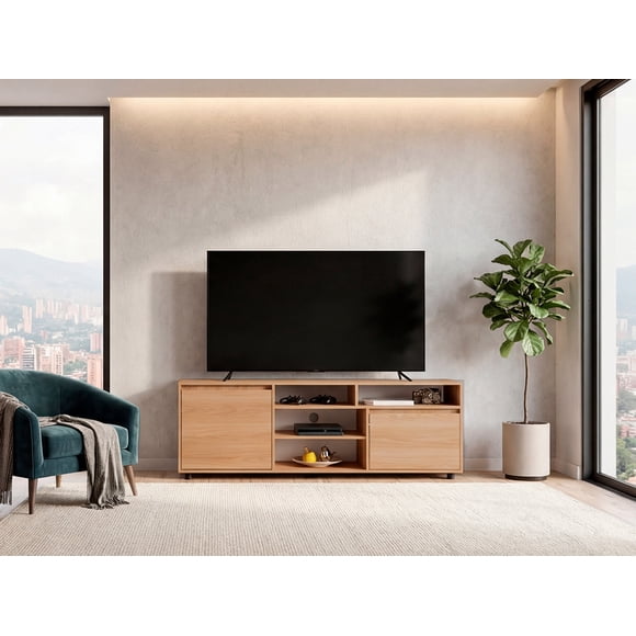 Rack TV 60" Pino 2 Puertas 55x160x35,2 Cm Fresno Europeo