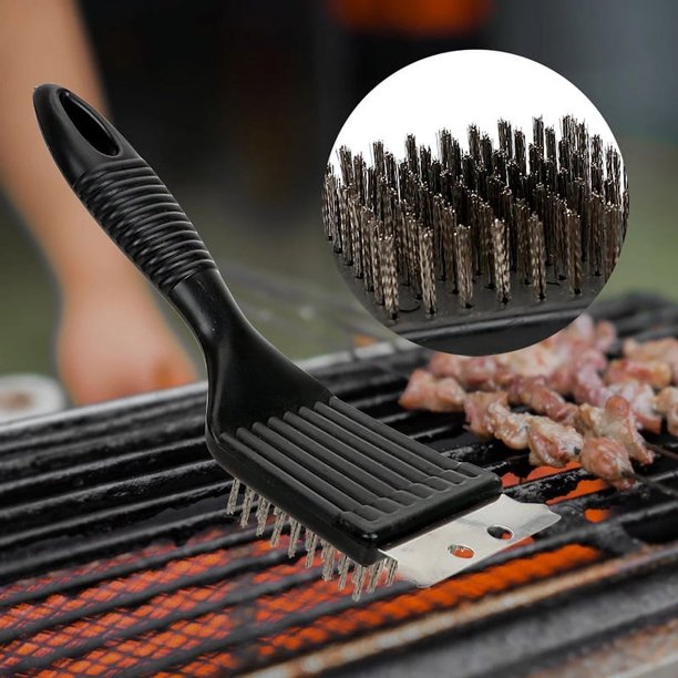 1pc Kitchen Accessories BBQ Brush Barbecue Grill Brush Stainless Steel Wire Bristles Scraper BBQ Grate Cleaner BBQ Accessories Tools, School Supplies, Back To School