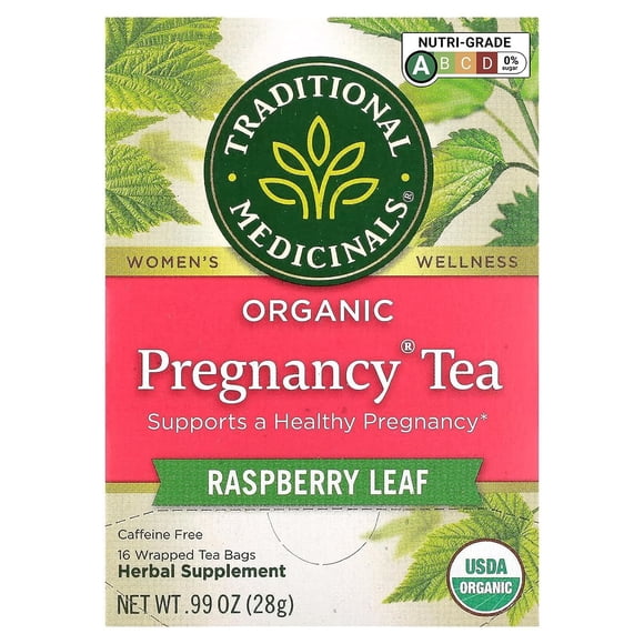 Té orgánico para embarazo Traditional Medicinals con frambuesa, 16 sobres