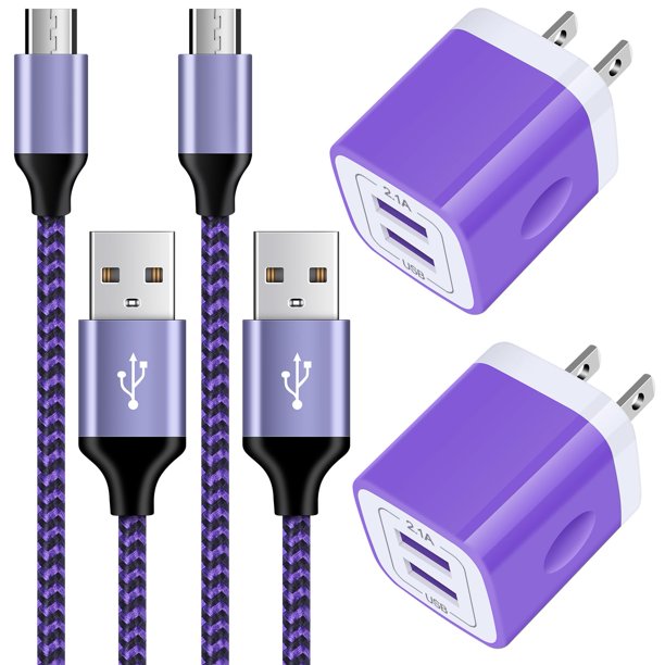 Cargador VIFIGEN Android, paquete de 2 unidades con cargador de pared de 2,1 A, cable de 6.6 pies