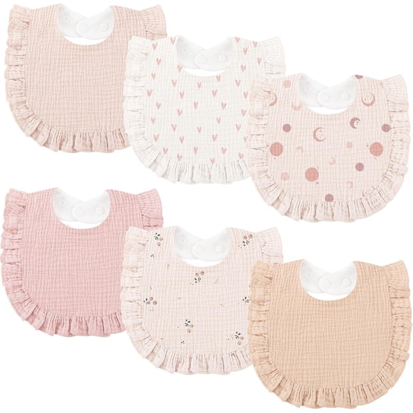 Baberos Bearmoss de muselina para recién nacido, 6 unidades