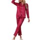 thumbnail image 2 of INSPIRE CHIC Conjunto de Pijama de Satén para Mujer Conjunto de Descanso de Manga Larga con Ribete en Contraste y Pantalones de Cintura Elástica M Rojo, 2 of 6