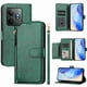 thumbnail image 1 of Funda tipo cartera para Realme GT 6 5G con bolsillo con cremallera, tarjetero, soporte, correa para la muñeca y tapa de cuero verde, 1 of 5