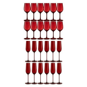 Set 24 Copas Full Color Rojo Menaje Allegra Celebraciones