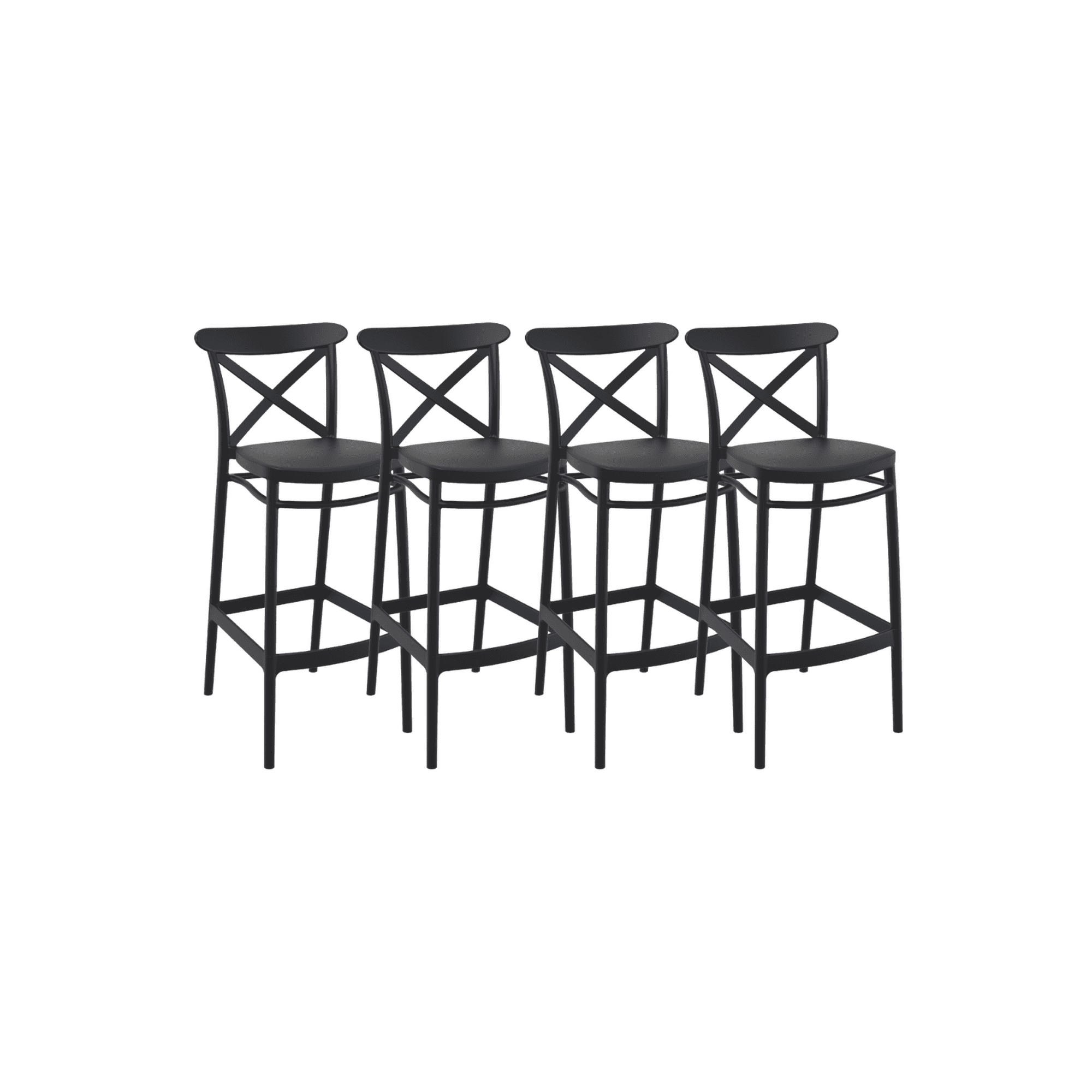 Habita2 Chile - Pack 4 Taburetes Polipropileno Apilable Con Apoyapies Danubio 65cm - Negro