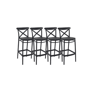 Habita2 Chile - Pack 4 Taburetes Polipropileno Apilable Con Apoyapies Danubio 65Cm - Negro