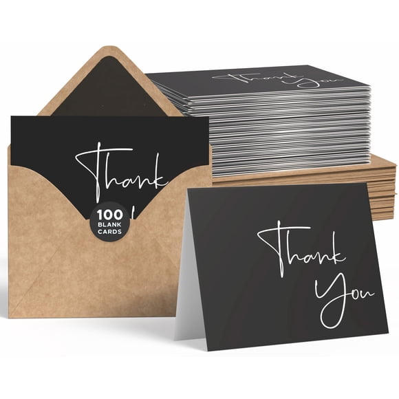 Paquete de 100 tarjetas de agradecimiento VNS Creations con sobres y pegatinas