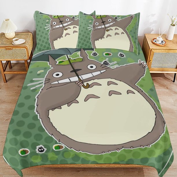 Totoro Comforter Set 3 Pieces Quilt Cover Set Soft Bedding Sets for All Seasons