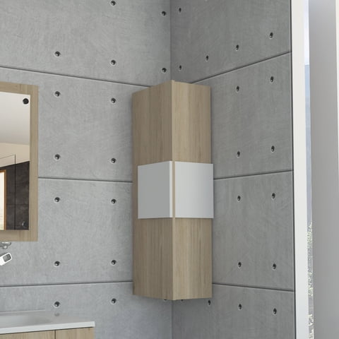 Tuhome - Mueble Organizador De Baño Vanguard Rovere Y Blanco