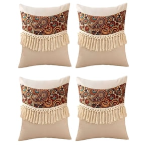 Genérico - Pack De 4 Fundas De Cojin Lino Mandala 45X45 Beige 02