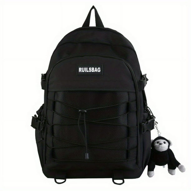 Back To School Teen Girls Boys Backpack, Mesh Pocket Front Schoolbag, Large Capacity Travel Daypack Rucksack