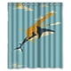 thumbnail image 1 of Cortina de ducha con diseño de jirafa y tiburón, "Nunca dejes de soñar", mundo submarino, juego de cortinas de baño con ganchos, tamaño 60 x 72 pulgadas, 1 of 3