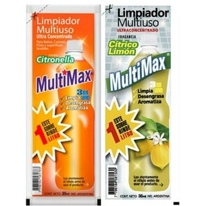 Multimax - Limpia Pisos Ultra Concentrado Pack 2 Litros Para Diluir Rinde 1 Lt C/U X 35 Ml