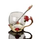thumbnail image 1 of 1 juego de taza de té y café de cristal con cuchara, ideal para regalar., 1 of 5