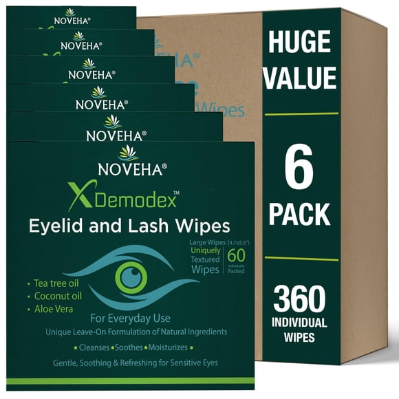 Toallitas para párpados NOVEHA 360 uds. Demodex – Pack de 6