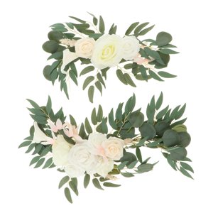 Magideal - 2 Piezas De Flores Artificiales Hechas , Hojas , Flores De Para Telón De Fondo , Cartel De Bienvenida, Arreglo Floral , Opción 4F