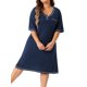 thumbnail image 2 of Agnes Orinda Camisones de Dormir para Mujer Talla Grande de Escuela Colegio Cuello en V Manga Corta Sueltos con Botones Decorativos Pijamas Casuales 2X Azul Marino, 2 of 6