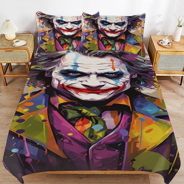 Joker Bedding Sets Ultra Soft Skin-Friendly Duvet Cover 3 Piece, Cute Comforter Cover Bed Set for Boys Girls Kids