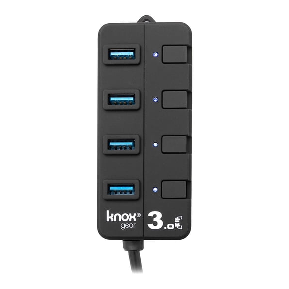 Hub USB Knox Gear 4 Puertos 3.0 con Interruptores y LED
