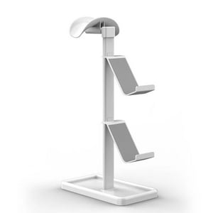 Genérico - 3 En 1 Soporte Para Auriculares Y Mandos De Juegos Para Airpods Max/Playstation/Xbox - Estante Para Pantalla De Escritorio De Aleación De Aluminio Y Madera - Blanco